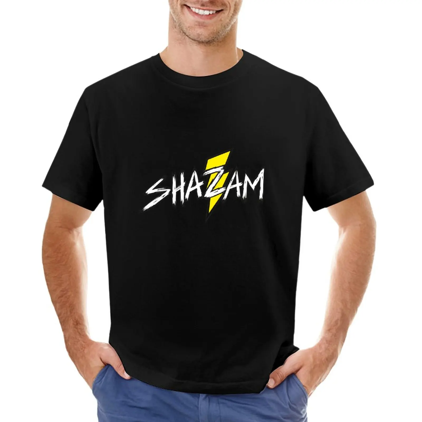 Футболка Shazam, футболка с животным принтом для мальчиков, короткие мужские футболки Изображение 0