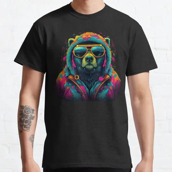 Черный медведь в толстовке - Bear 2023 новая модная футболка для спортивного досуга с коротким рукавом Изображение 0