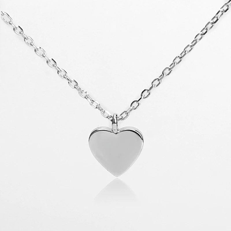 Чистое серебро 925 пробы, ожерелье с сердечками в простом стиле, подвески, женские украшения для девочек в подарок Изображение 0
