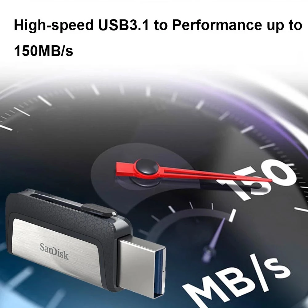 100% SanDisk usb 128 ГБ SDDDC2 Экстремально высокая скорость Type-C USB3.1 32gDual OTG USB флэш-накопитель 64 ГБ Флеш-накопители 256 ГБ 150 М/ с Флешки Изображение 1