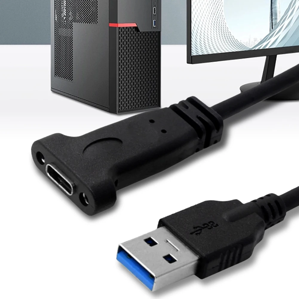 20-сантиметровый кабель USB A 3.0 Male-USB C Female на передней панели с винтом для крепления на панели, удлинительный кабель для материнской платы 5 Гбит/с Изображение 1