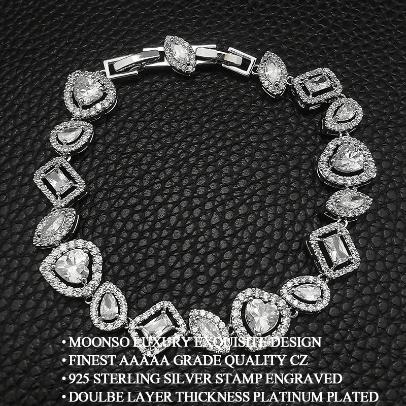 2023 Новый Роскошный браслет-груша в форме сердца серебристого цвета на руку, браслет для женщин, подарок на годовщину, Ювелирные изделия, Оптовая продажа S6060 Изображение 1