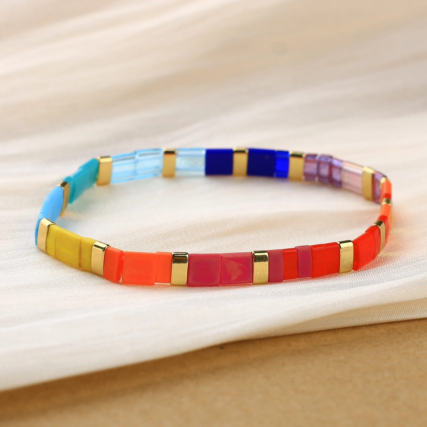 C. QUAN CHI Красочные эластичные браслеты из бисера Tila, модные браслеты в стиле бохо, женский наращиваемый браслет Изображение 1