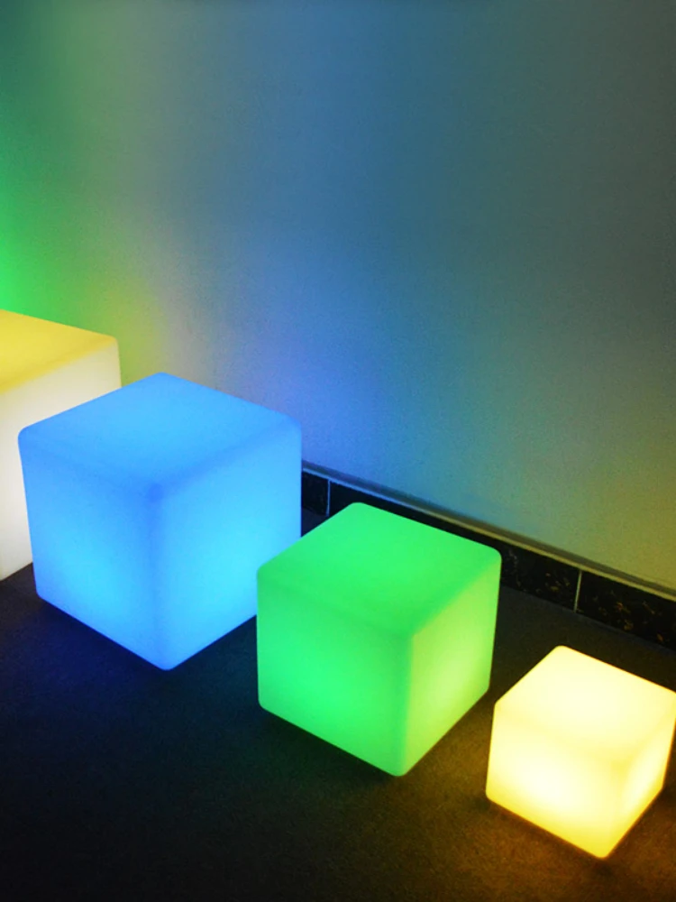 KTV уличный светодиодный люминесцентный квадратный табурет, журнальный столик, журнальный столик во внутреннем дворике ночного бара light cube Изображение 1