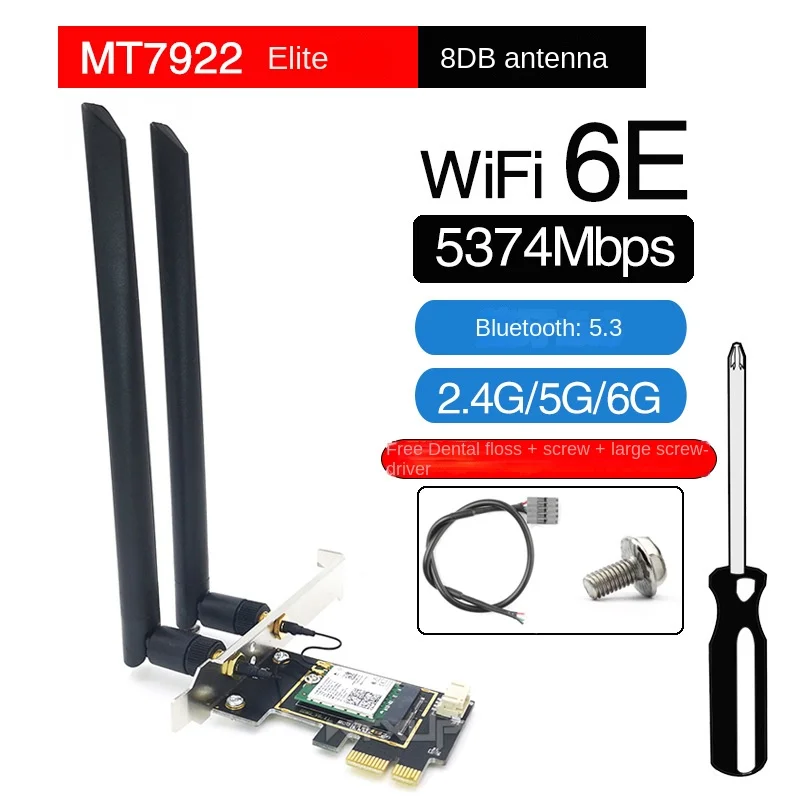 MT7922 WIFI6E 5G/6G двойная тройная двухдиапазонная гигабитная настольная встроенная беспроводная сетевая карта PCIE 5.3 Bluetooth Изображение 1