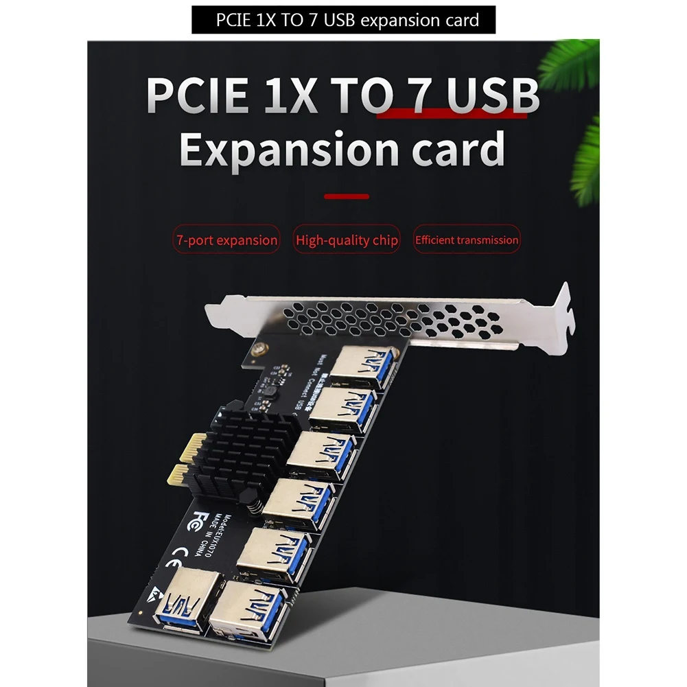 PCI-E Multiplier Riser PCIE 1-7 PCI-E X16 USB Miner Adapter Extender PCI-E Riser для Майнинга Видеокарт ПК Изображение 1