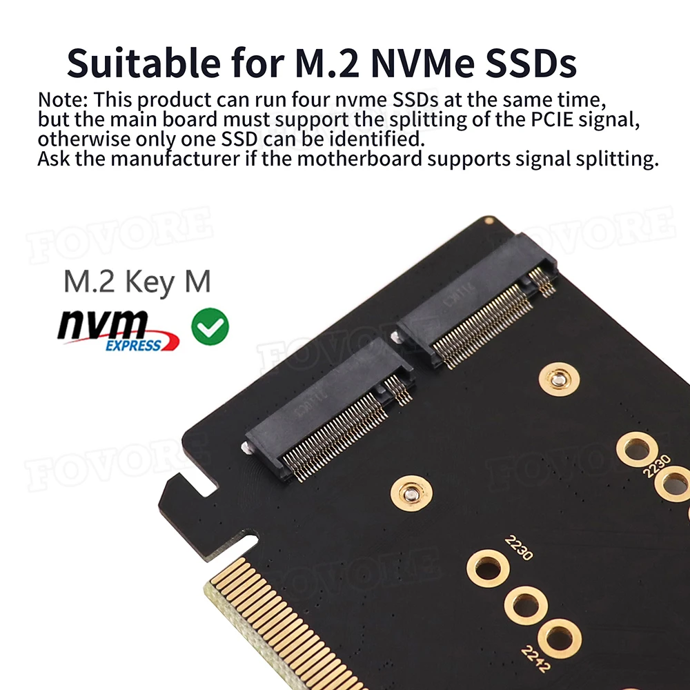 PCI Express 3,0x16-4 Порта M.2 NVME SSD Адаптер Raid Карта Поддержка VROC Riser Card 2230 2242 2260 2280 M.2 NVME AHCI SSD для ПК Изображение 1