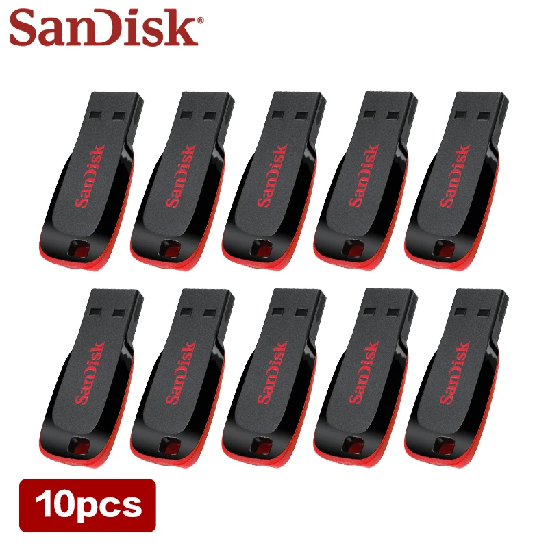 SanDisk USB 2.0 Флешки CZ50 10 штук 128 ГБ 64 ГБ USB Флешка 16 ГБ Флеш-накопитель 32 ГБ U Диск Мини-флешка 100% Оригинал Изображение 1