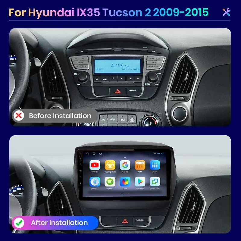 Автомагнитола AWESAFE PX9 Plus для Hyundai Tucson 2 ix35 2009 - 2015 беспроводной CarPlay Android Auto No 2 din 2din DVD Изображение 1