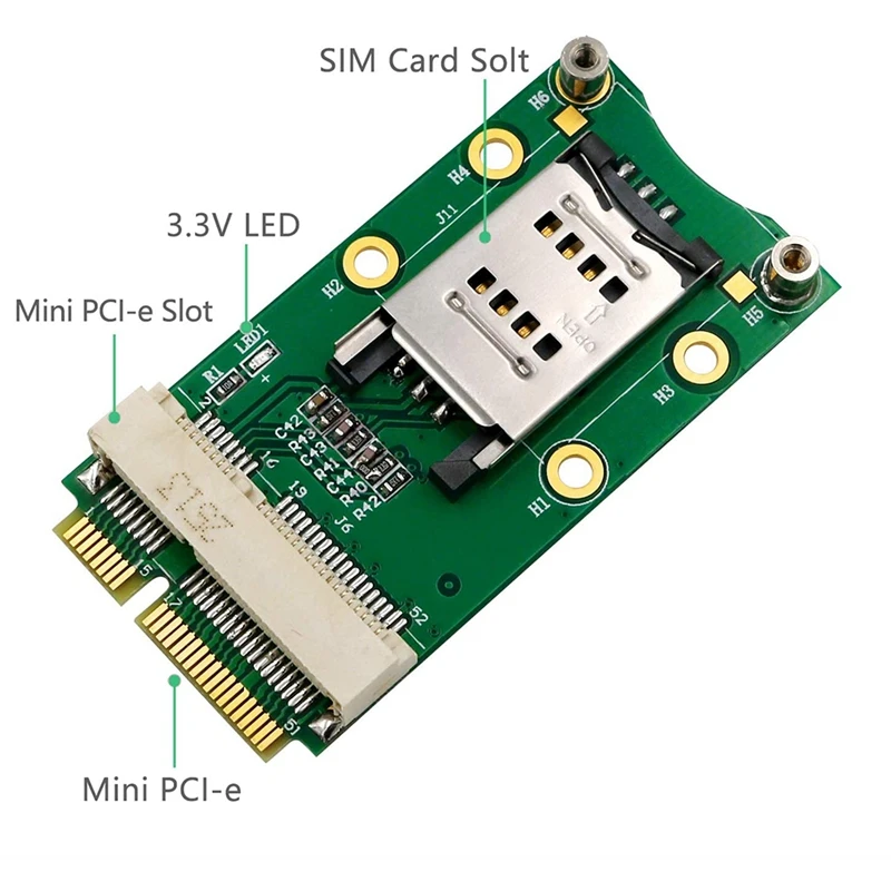 Адаптер Mini Pci-E со слотом для sim-карты, подходит для 3G / 4G, Wwan Lte, GPS-карты (держатель Sim-карты откидного типа) Изображение 1