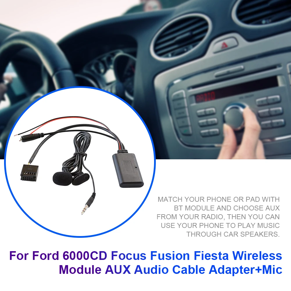 Аудио MP3 Музыкальный Адаптер с Микрофоном Автомобильный Bluetooth-Совместимый Модуль Вызова Аудиокабеля Громкой Связи Адаптер для Ford Mondeo C-Max Изображение 1