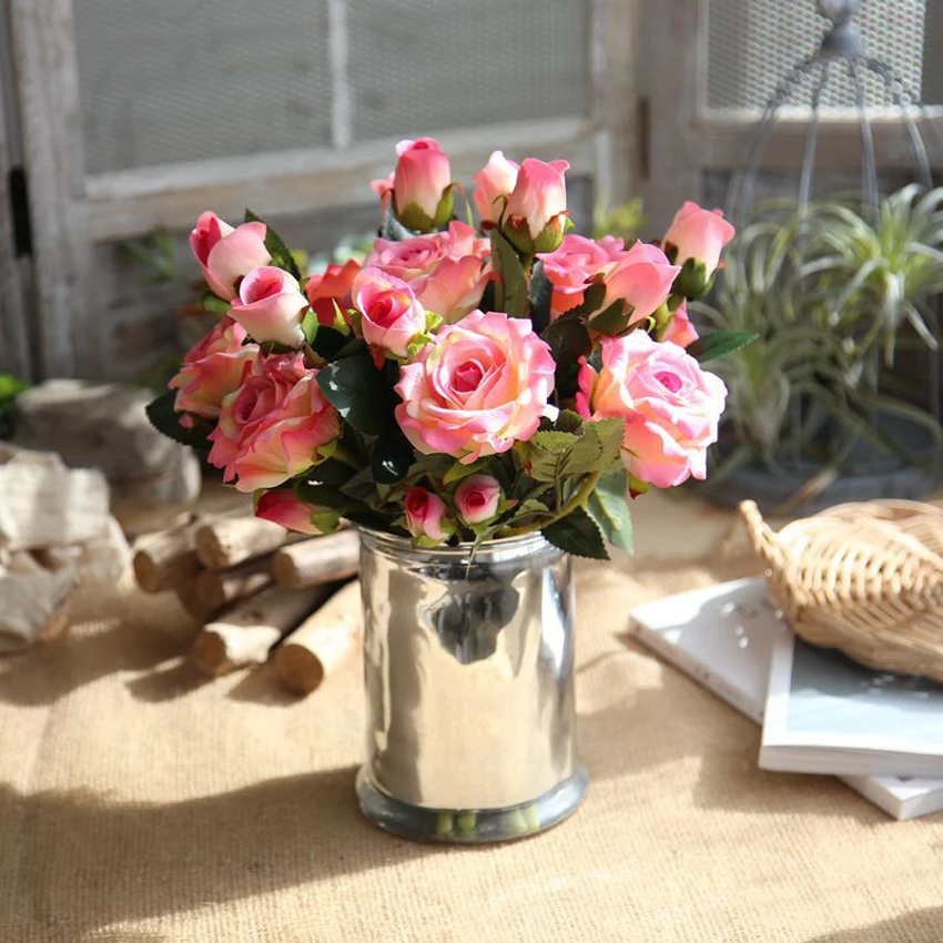 Бархатная роза, искусственный цветочный лист, домашний свадебный декор, Букет невесты, украшение дома для свадебной вечеринки в США, аксессуары 