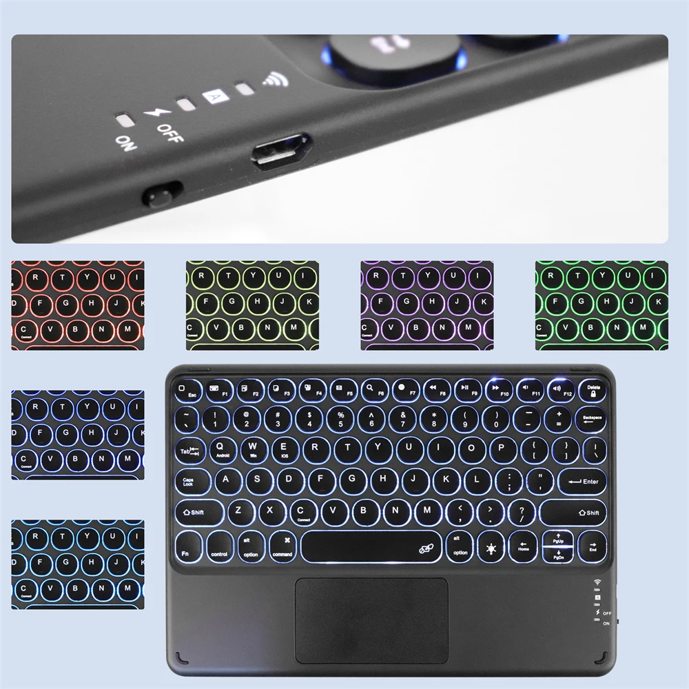 Беспроводная клавиатура с подсветкой, 10-дюймовая RGB-подсветка, Bluetooth-клавиатура и мышь для IOS Android Windows, Teclado для iPad Samsung Tablet Изображение 1