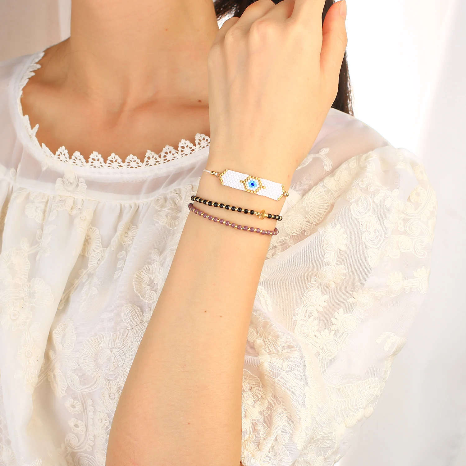 Бисер KELITCH EVIL EYE, браслеты из нитей, плетеные ювелирные изделия-шармы в стиле бохо, Тонкая веревка, мода Изображение 1