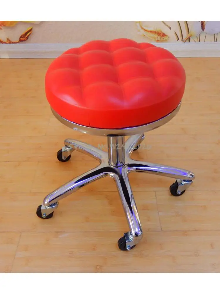 Взрывозащищенный подъемный косметический стул со шкивом, вращающийся парикмахерский стул, мастерское парикмахерское кресло, табурет для макияжа, красный, черный Изображение 1