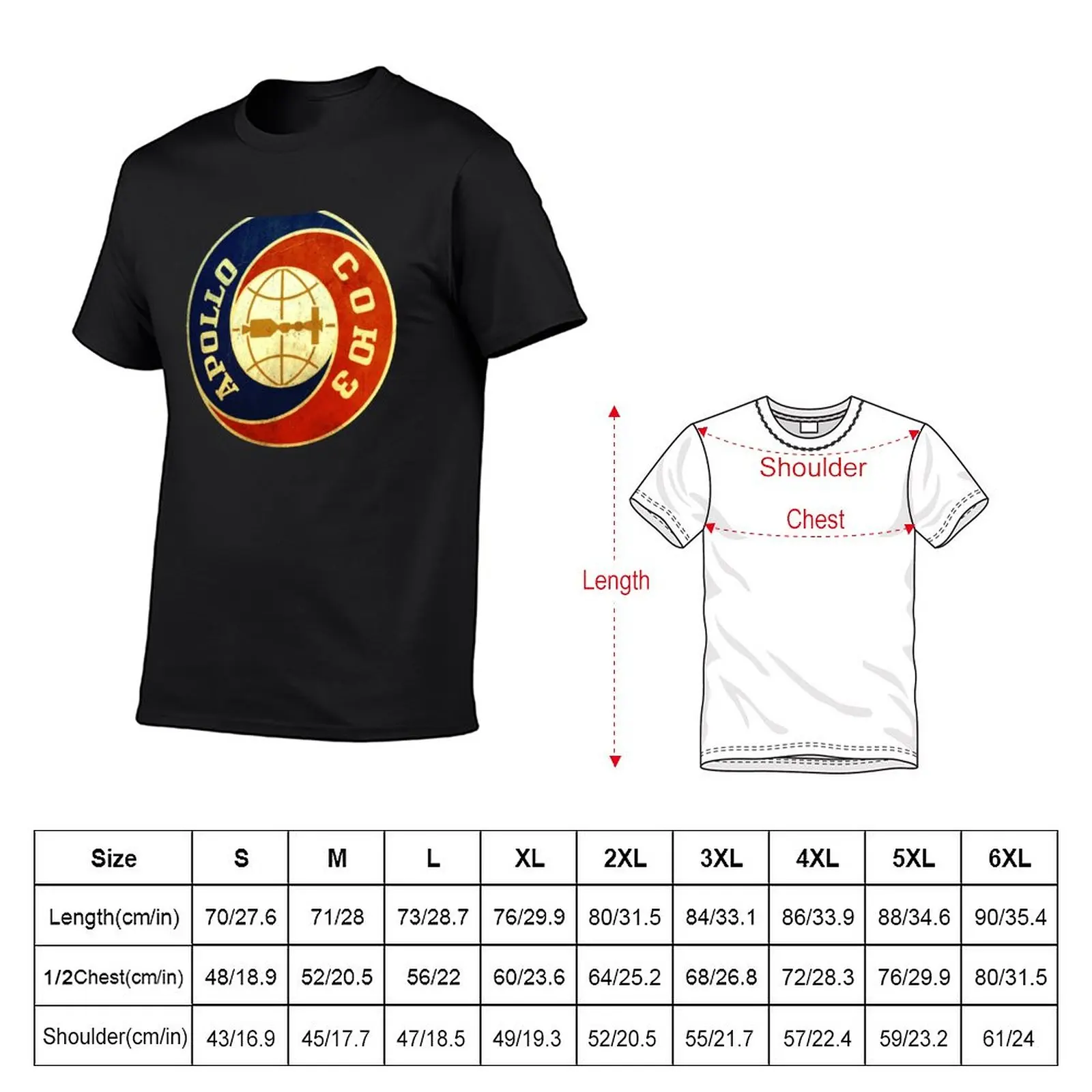 винтажная футболка с логотипом Apollo Soyuz, футболки для любителей спорта, быстросохнущая футболка, однотонная футболка с коротким рукавом, мужские футболки Изображение 1