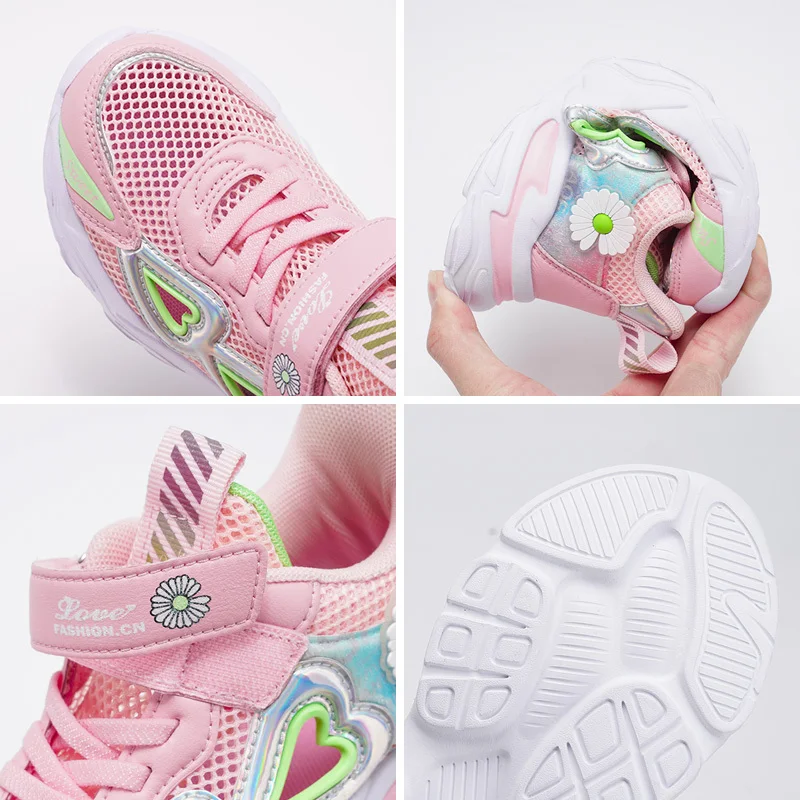 Детские кроссовки Для девочек, спортивная обувь с дышащей сеткой, нескользящие кроссовки для бега, детская легкая повседневная обувь для ходьбы, Tenis Infantil Изображение 1