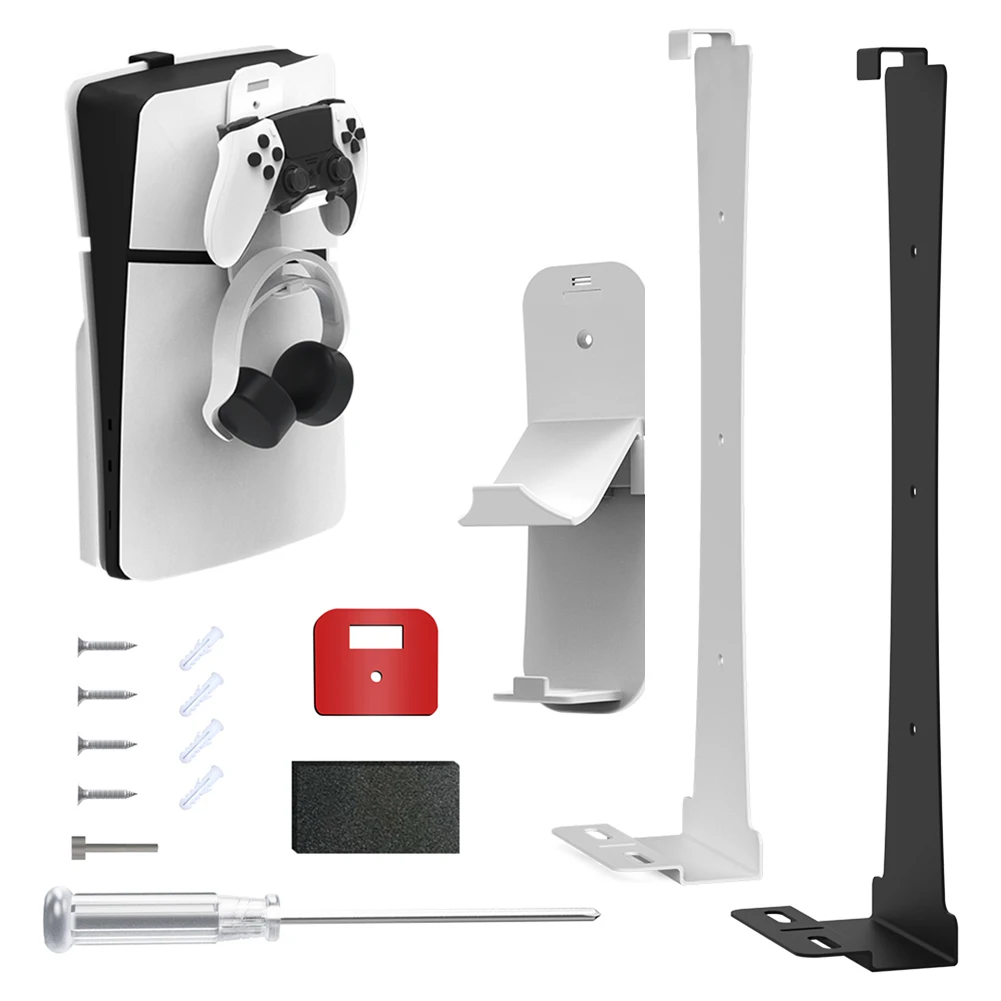 Для PS5 Slim Host Комплект для настенного крепления с контроллером, крючок для гарнитуры, настенная полка, экономия места для дисковой версии PS5 и цифрового издания Изображение 1