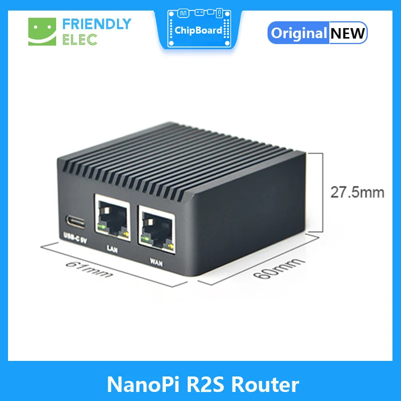 Дружественный Маршрутизатор NanoPi R2S С Официальным Металлическим корпусом OpenWRT System RK3328 Mini Router с Двойным Гигабитным портом и 1 ГБ большой памяти Изображение 1