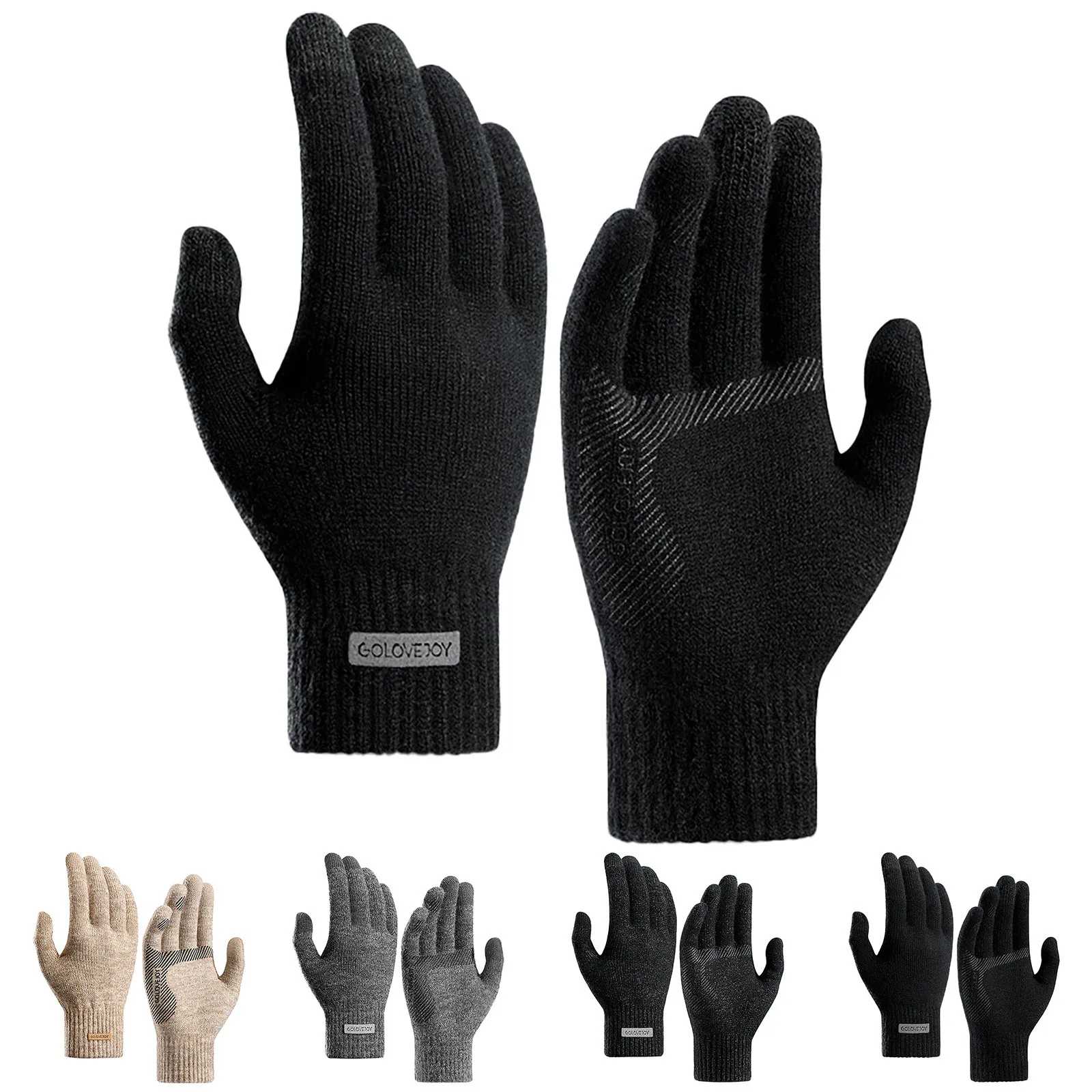 Зимние вязаные мужские перчатки с рисунком крючком, теплые перчатки h, варежки для женщин, варежки для женщин с утеплением в холодную погоду Изображение 1