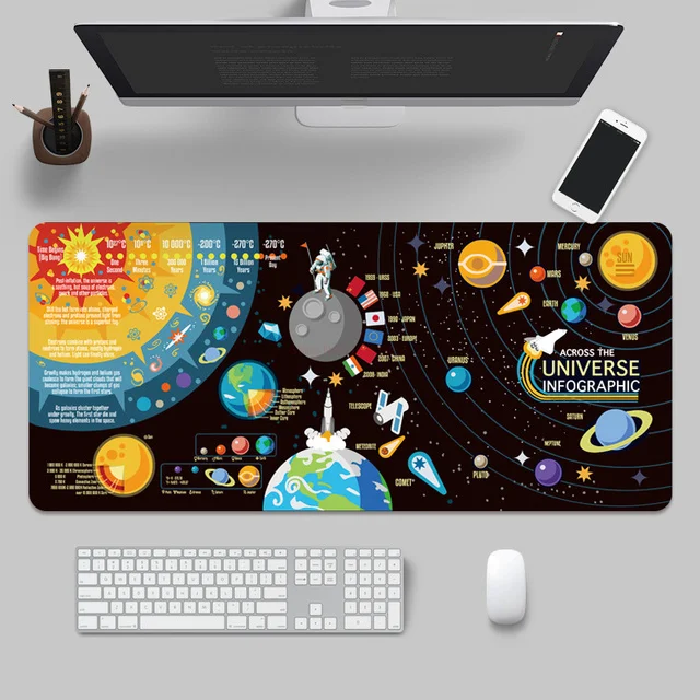 Коврик Для Мыши Space Planet Игровой Настольный Большой Резиновый Коврик Для Клавиатуры Мышь Нескользящий Дизайн Замок Край Компьютерный Коврик Подарок На День Рождения Изображение 1