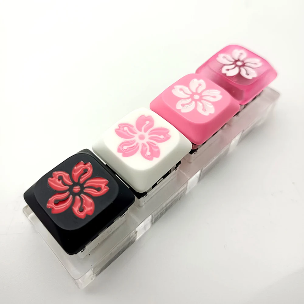 Колпачок для ключей из смолы для механической игровой клавиатуры с низкопрофильным переключателем Cherry TTC Gateron, черный, Белый, Розовый, Прозрачный Колпачок для ключей Sakura Изображение 1