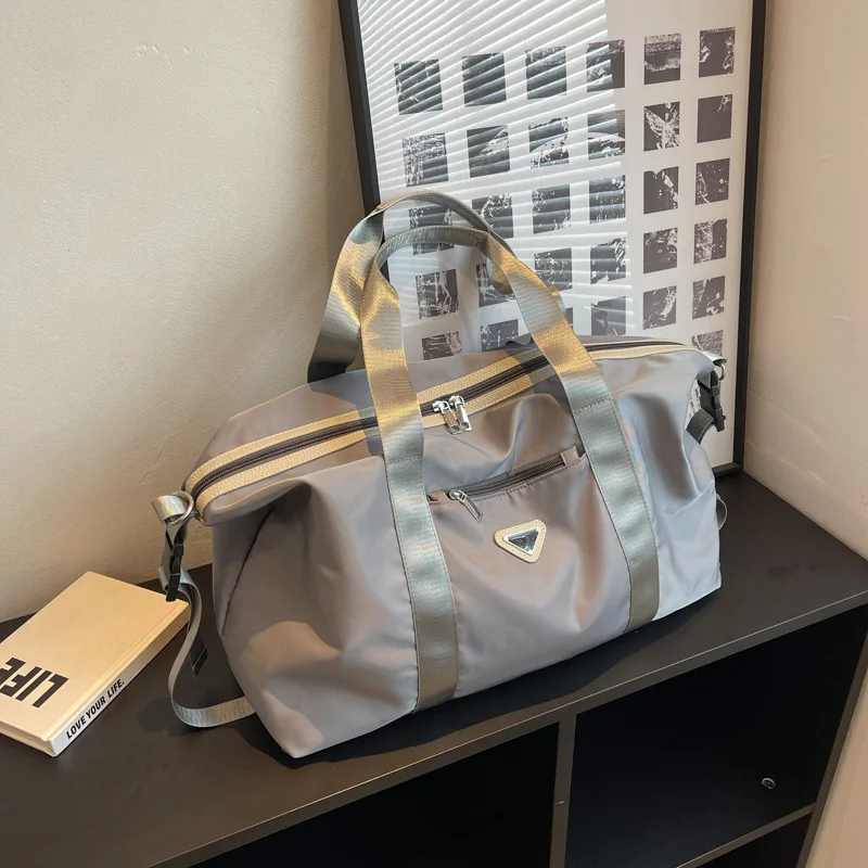 Модная серая женская спортивная сумка для тренажерного зала, сумка для йоги через плечо, легкий Оксфордский рюкзак для хранения багажа, дорожный рюкзак для мужчин Изображение 1