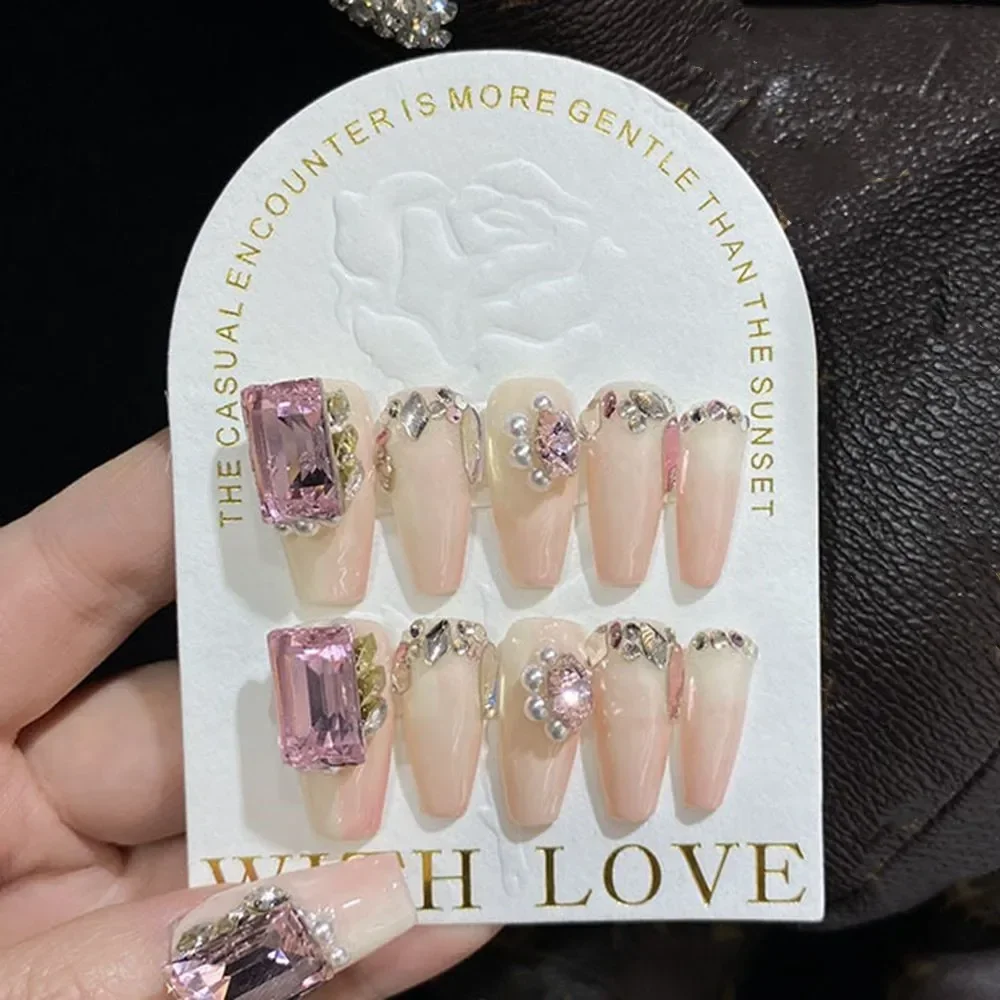 Набор для ногтей Y2k ручной работы Press on Корейские накладные ногти класса Люкс Star с дизайном Длинные Акриловые Искусственные Кончики для ногтей с полным покрытием для девочек Изображение 1