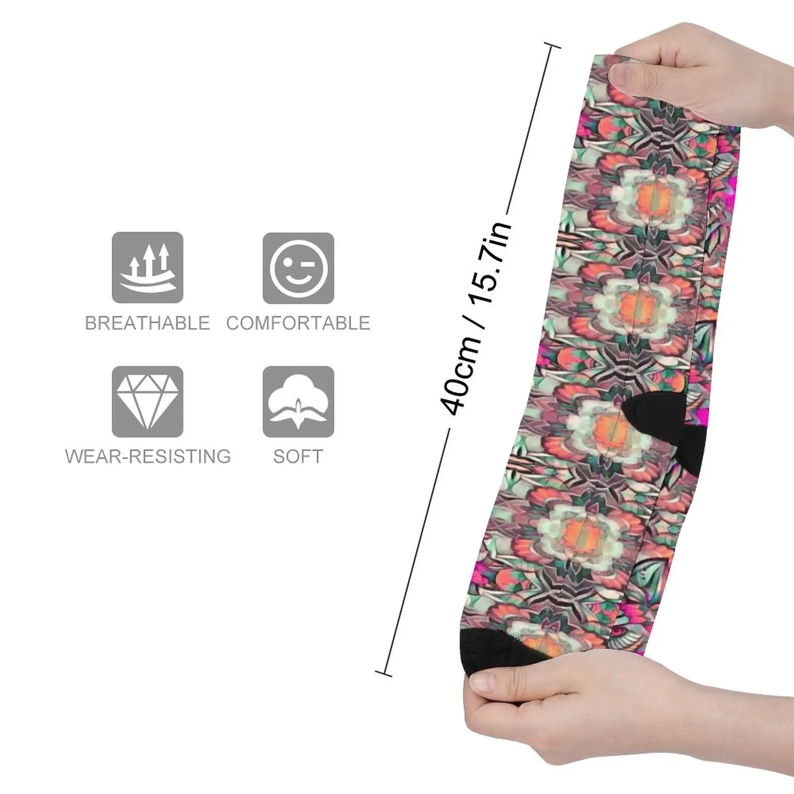 Неоново-розовые носки с рисунком волка, Женские компрессионные носки, мужские забавные носки для мужчин Изображение 1