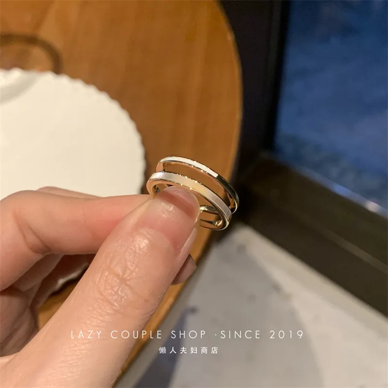 Новый дизайн, двухслойные Тонкие кольца для женщин, открытое кольцо для девочек, Элегантное геометрическое кольцо, Украшения для вечеринки по случаю дня рождения, Подарки для женщин Изображение 1