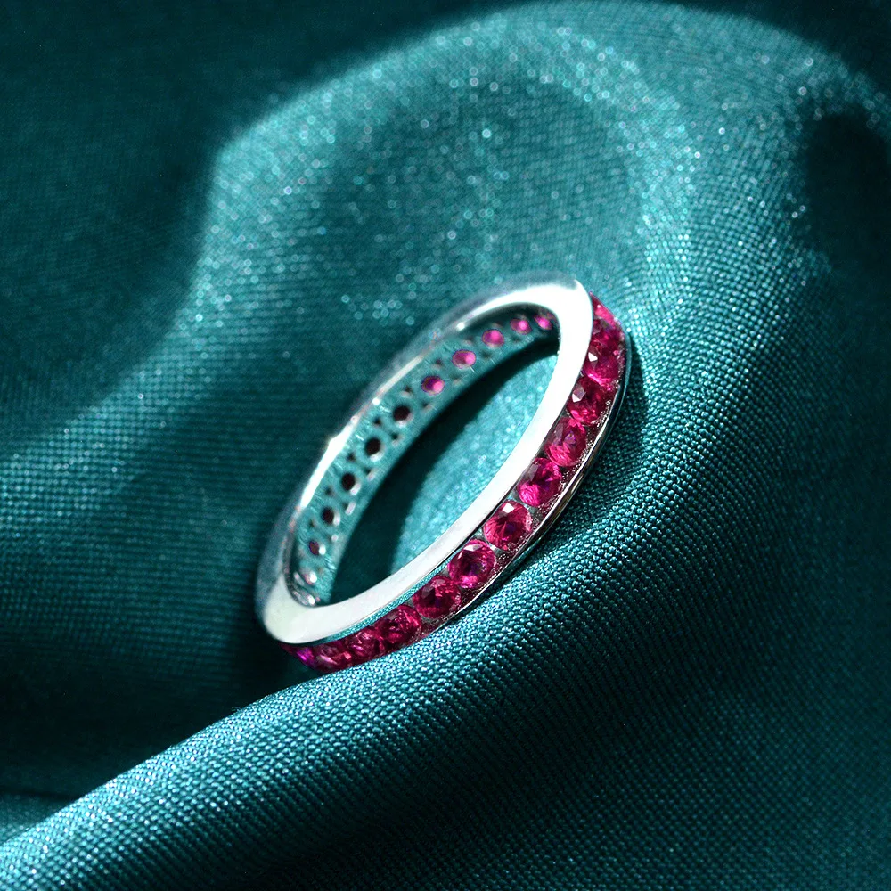 Рядное кольцо S925 Комплект кубического циркония Круглое 2,25 мм Женское кольцо Модные украшения Изображение 1