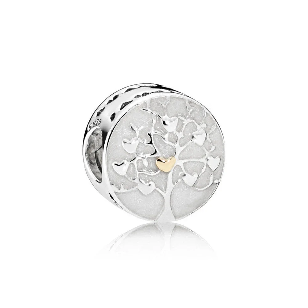 Семейное драгоценное Сердце Pan, полое серебро 925 пробы, белые Круглые бусины, браслет из стерлингового серебра 
