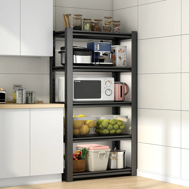 Современные кухонные шкафы из углеродистой стали, напольные многослойные стеллажи для хранения, Многофункциональный шкаф для хранения бытовой микроволновой печи Q Изображение 1