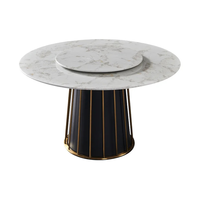 Современный минималистский домашний мраморный круглый обеденный стол на 6 персон Изображение 1
