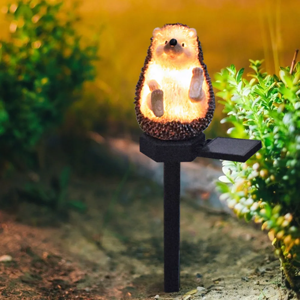Солнечный садовый светильник для газона, Ежик, смола, водонепроницаемый Садовый декор для животных, газон во дворе, светодиодный ночник Изображение 1