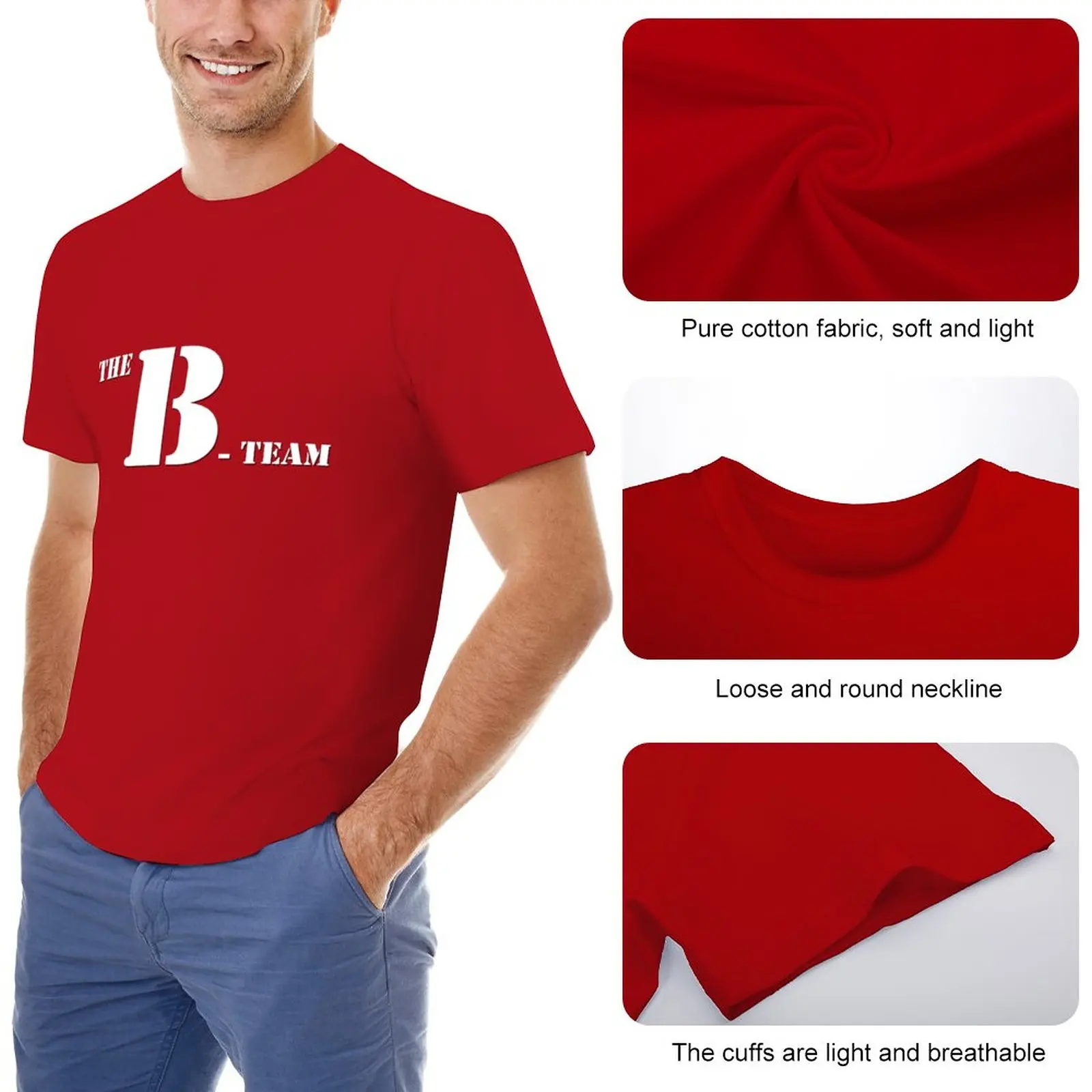 Футболка B-Team, футболка оверсайз, футболки, мужская эстетическая одежда, футболка с коротким рукавом, одежда для мужчин Изображение 1