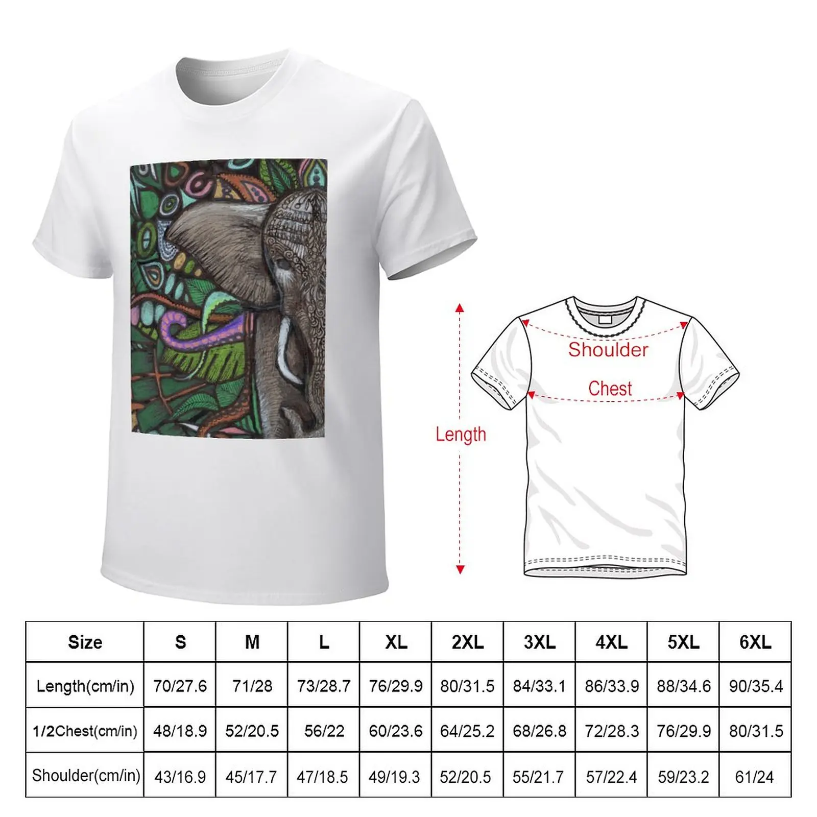 Футболка со слоном, красочным рисунком, тропический лес, быстросохнущие топы с животным принтом для мальчиков, простые белые футболки для мужчин Изображение 1