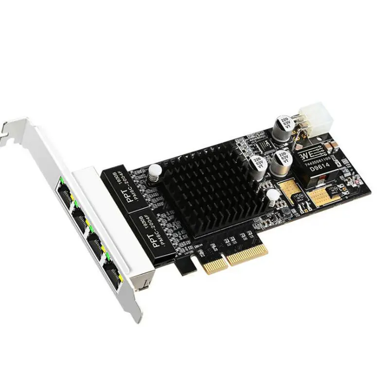 Чипсет Intel I350 PCIE Гигабитная 4-портовая сетевая карта POE I350-T4 проводная сетевая карта 4 сетевых порта PoE Ethernet адаптер Изображение 1