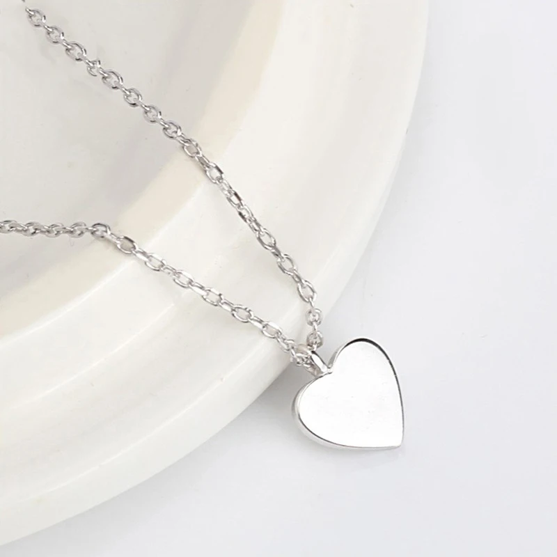 Чистое серебро 925 пробы, ожерелье с сердечками в простом стиле, подвески, женские украшения для девочек в подарок Изображение 1