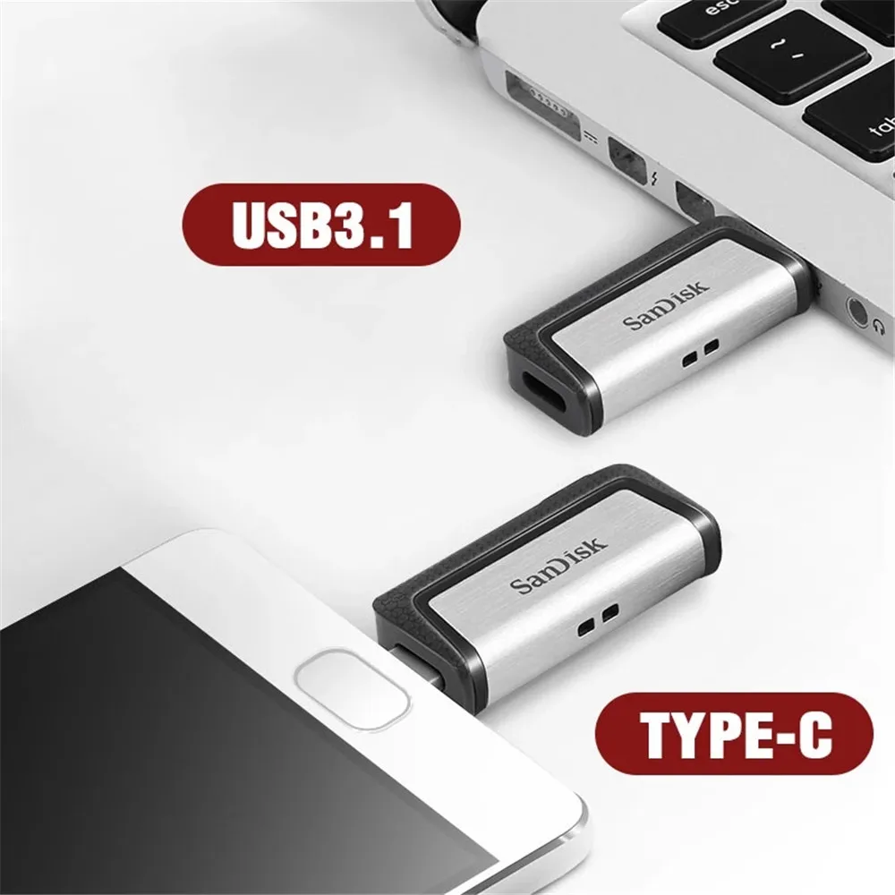 100% SanDisk usb 128 ГБ SDDDC2 Экстремально высокая скорость Type-C USB3.1 32gDual OTG USB флэш-накопитель 64 ГБ Флеш-накопители 256 ГБ 150 М/ с Флешки Изображение 2