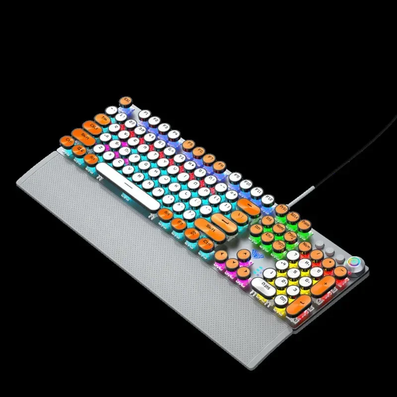 Aula F2088 Punk Keycap Механическая Клавиатура 104-клавишная Usb Проводная Офисная Игровая Для Ноутбука Белого Кофейного Цвета С Двойным Написанием Клавиатуры Изображение 2