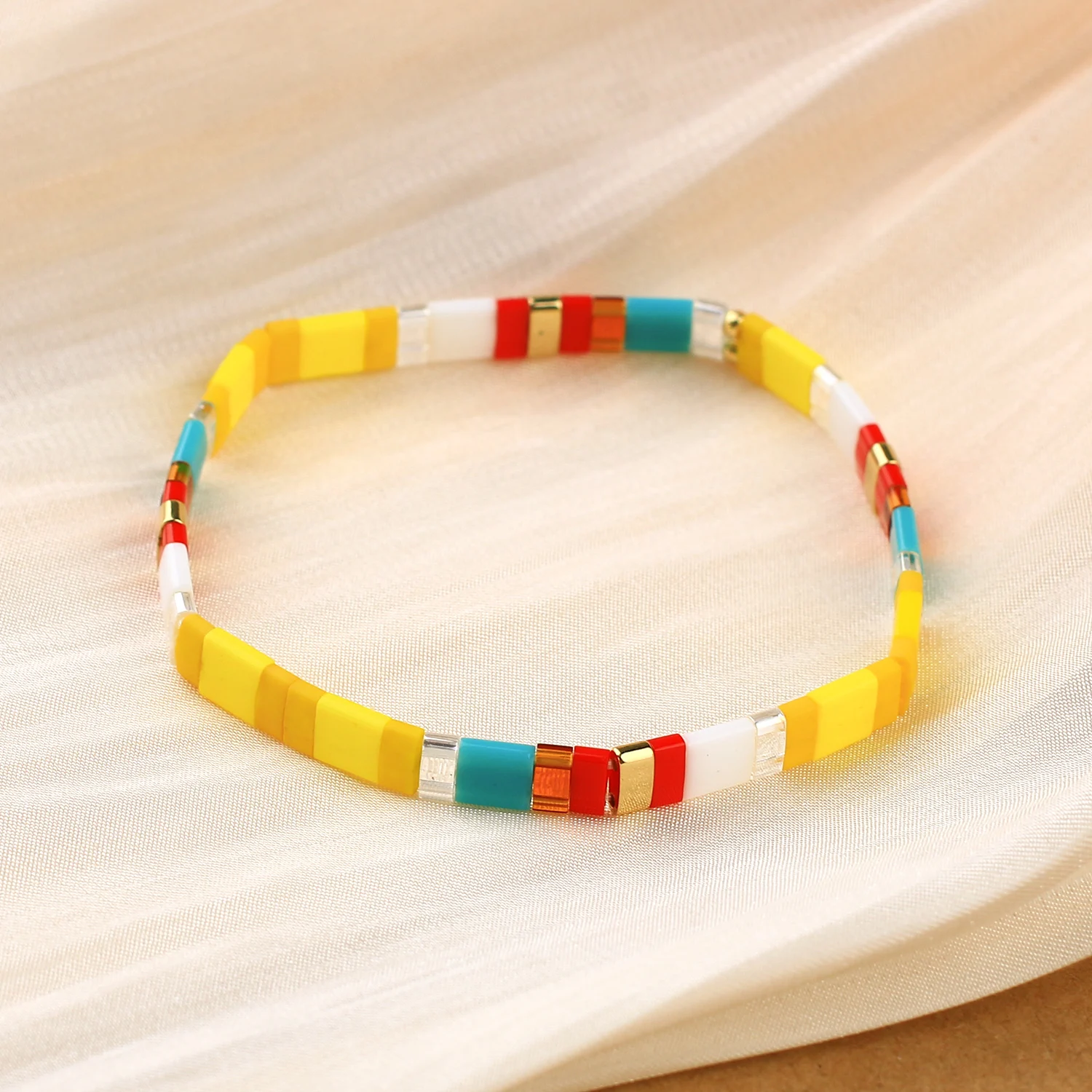 C. QUAN CHI Красочные эластичные браслеты из бисера Tila, модные браслеты в стиле бохо, женский наращиваемый браслет Изображение 2