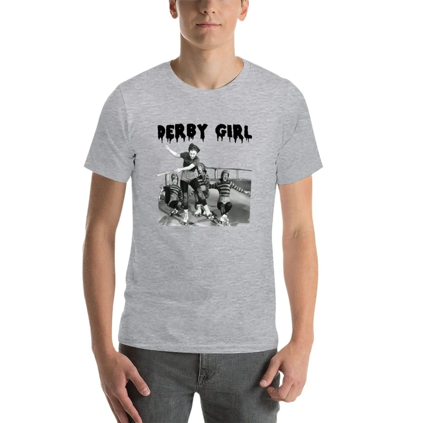 DERBY GIRL ROLLERSKATE Винтажная футболка ROLLERDERBY Джерри Мюррея, мужская одежда, милые топы, футболки оверсайз, мужские футболки Изображение 2