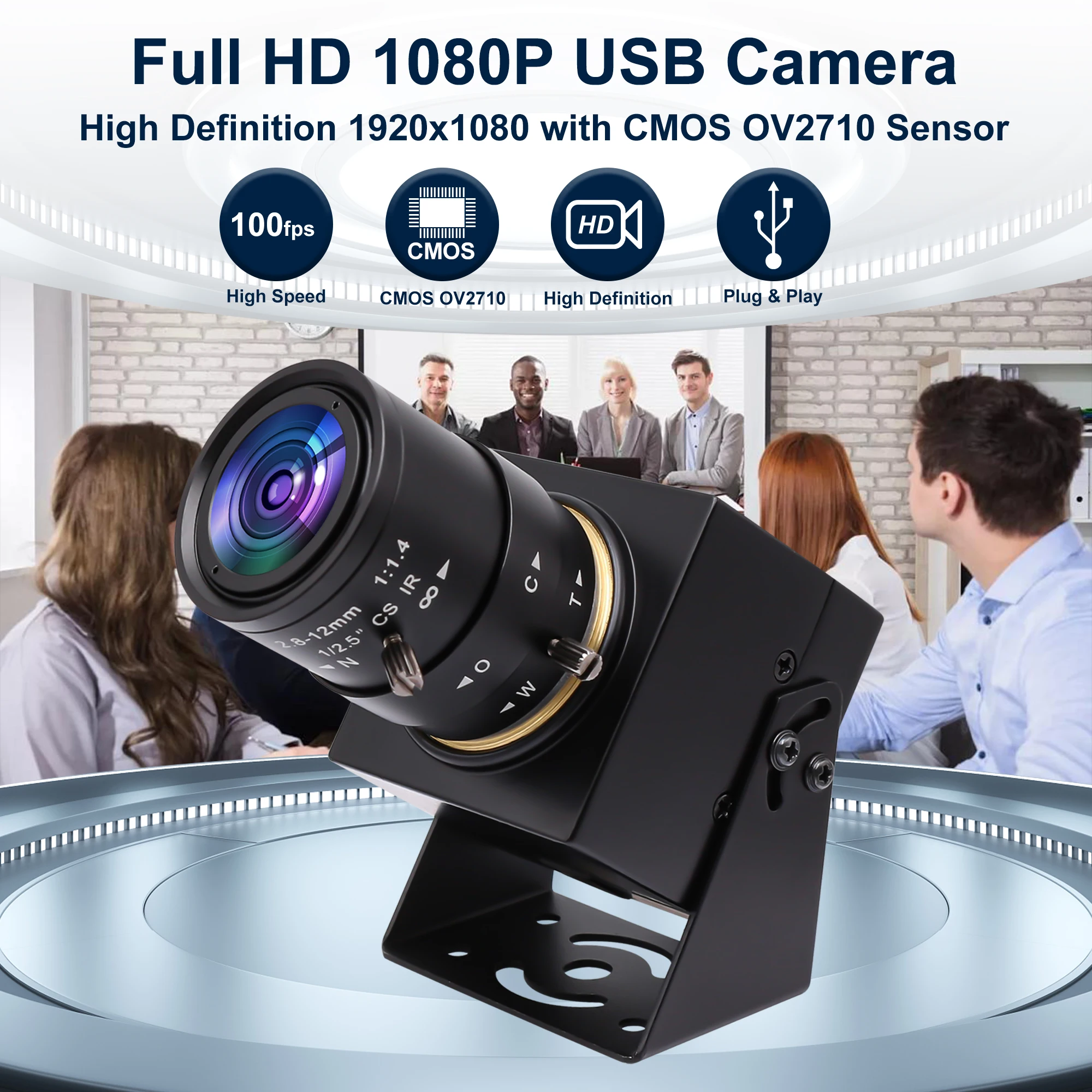 ELP Full HD 1080P USB Веб-камера с Переменным Фокусным расстоянием OV2710 30 кадров в секунду/60 кадров в секунду/100 кадров в секунду Промышленная Подключаемая и Воспроизводимая USB-Камера для ПК Компьютер Ноутбук Изображение 2