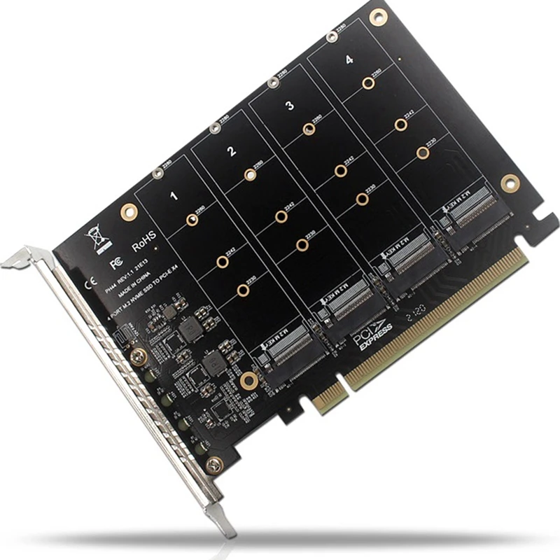 PH44 NVME 4-Дисковая карта PCIE Signal Split Array Card Изображение 2