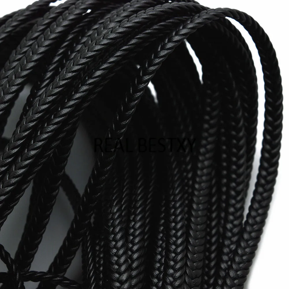 REAL BESTXY 1 метр 7*3 мм черные плоские плетеные кожаные шнуры для ожерелья, браслетов, ювелирных изделий, изготовленных своими руками, кожаные нити, веревки, шнурки Изображение 2