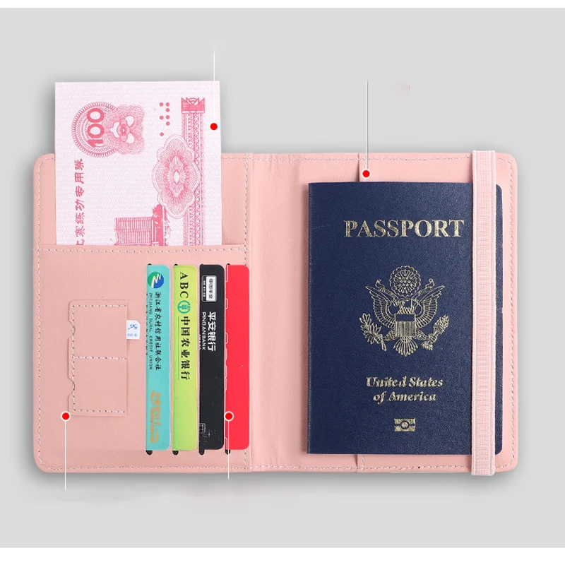 RFID-обложка для паспорта, Многофункциональный водонепроницаемый кошелек для кредитных удостоверений личности, держатель деловых документов, дорожный аксессуар Изображение 2