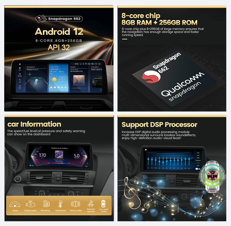 Автомобильный радиоприемник Android 12 Для BMW X1 F48/X2 F49 2015-2019 Автомобильный Мультимедийный плеер С подключенными системами Snapdragon 662 8 + 256G Carplay DSP Изображение 2