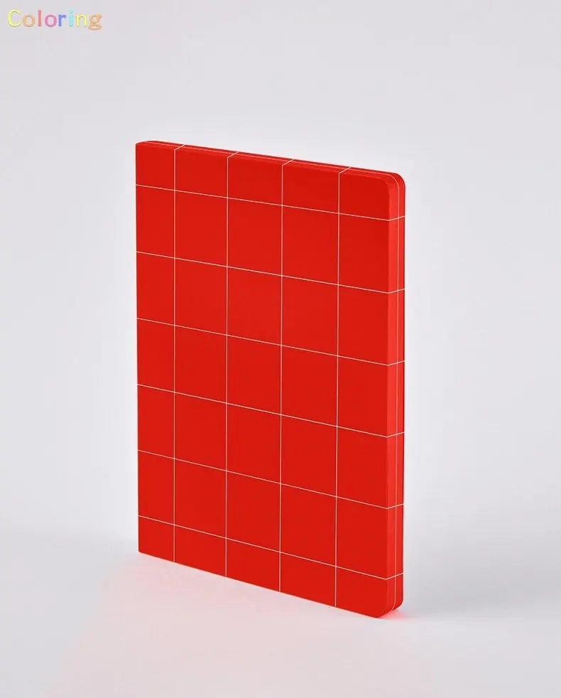 Блокнот Nuuna Break The Grid L Светло-красный, S бело-синий, обложка изготовлена из мягкой переработанной кожи, 160 страниц с рисунком. Изображение 2