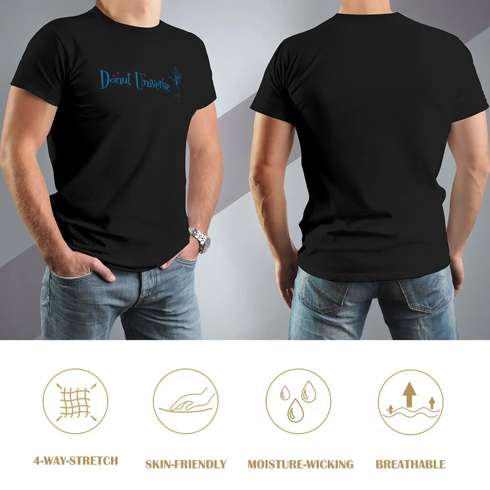 Вселенная пончиков - Горизонтальный логотип - Одежда, футболки, спортивные рубашки, забавные футболки, футболки для тяжеловесов, простые черные футболки для мужчин Изображение 2